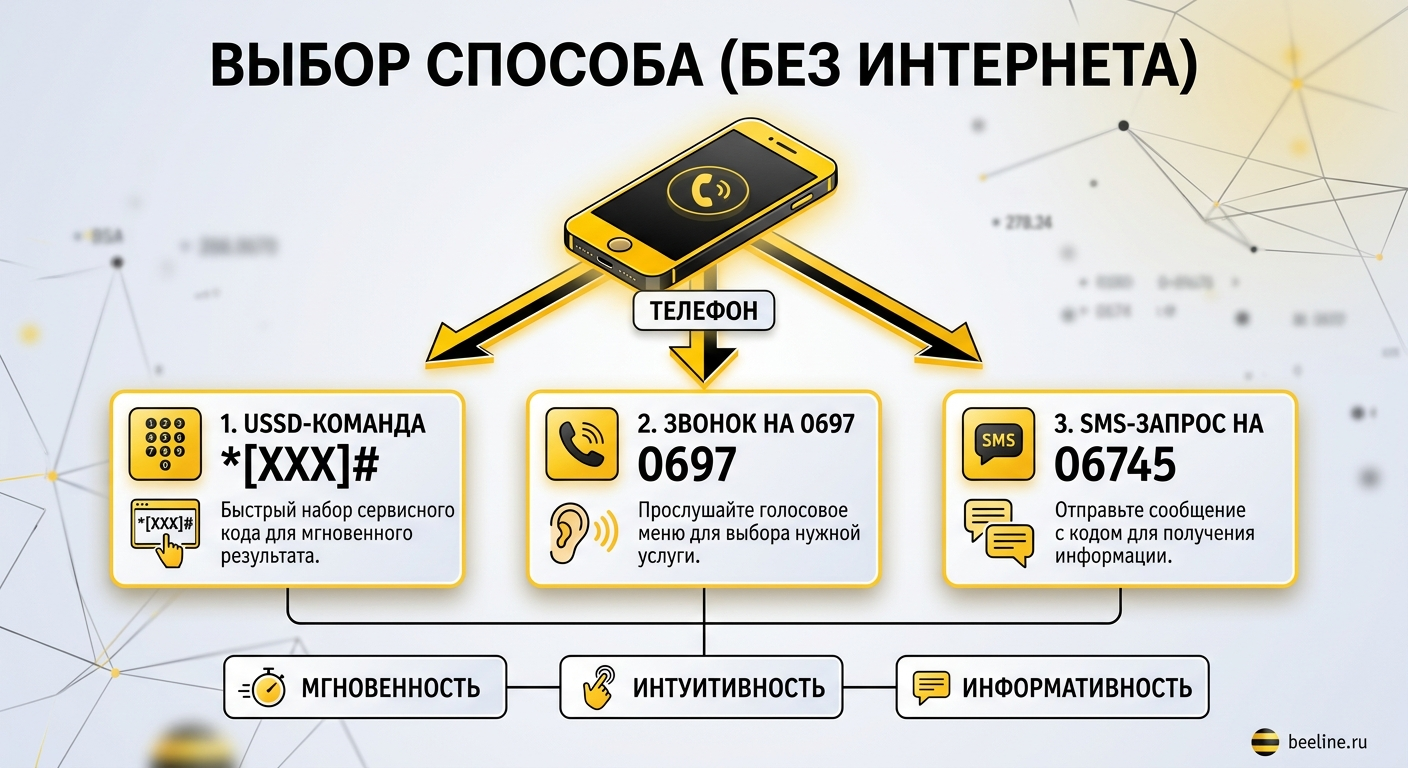 схема способов проверки баланса без подключения к интернету