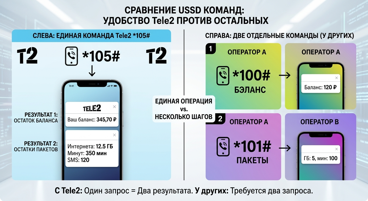 сравнение одной команды Теле2 с двумя командами других операторов