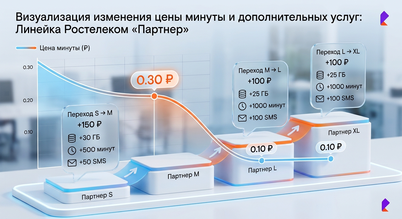 схема с тремя переходами S&rarr;M, M&rarr;L, L&rarr;XL и подписанной ценой минуты для каждой ступени